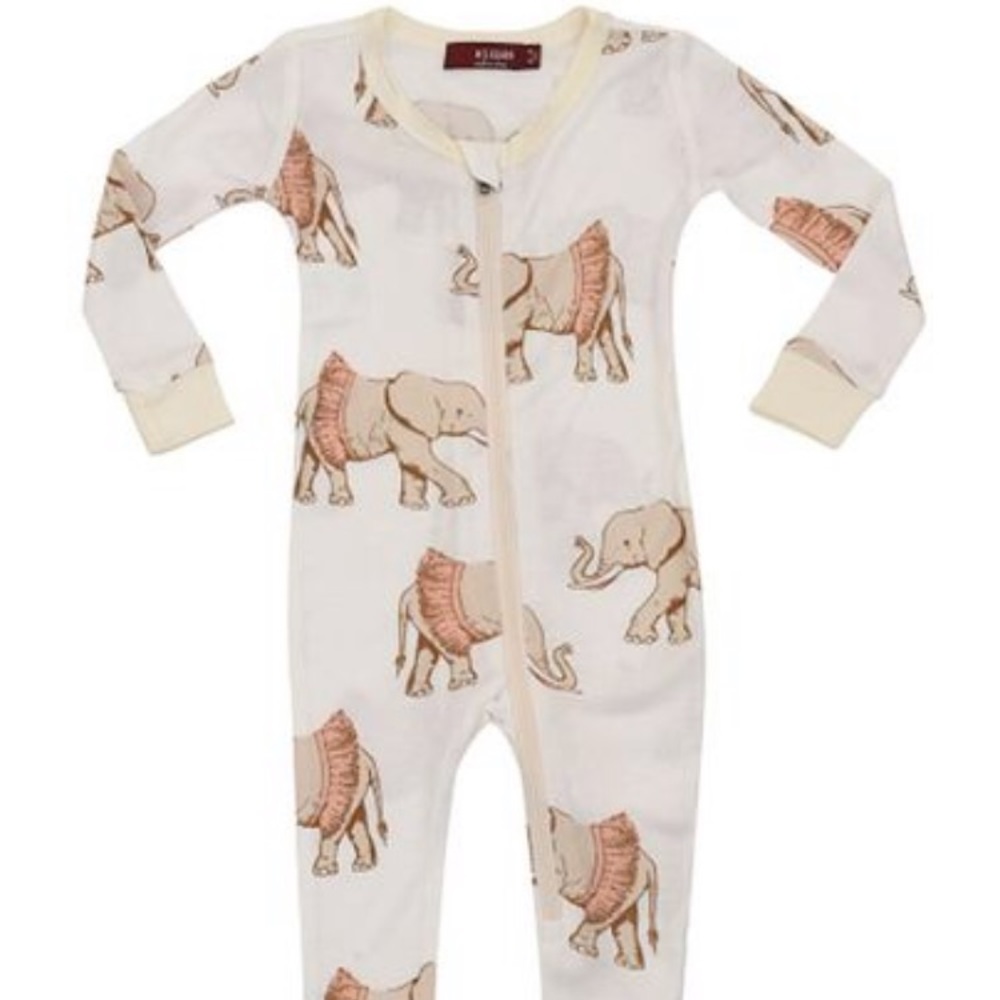 Milk barn elephant in a tutu zip pajamas 3- 6 mos